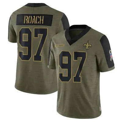 Men's Malcolm Roach New Orleans Saints 2021 Salute To Service Jersey - Olive Limited