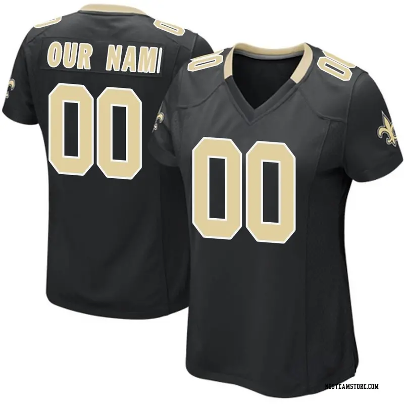 Women's Custom New Orleans Saints Team Color Jersey - Black Game