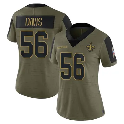 Women's Demario Davis New Orleans Saints 2021 Salute To Service Jersey - Olive Limited
