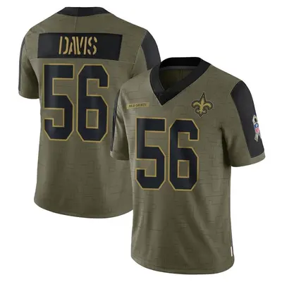 Youth Demario Davis New Orleans Saints 2021 Salute To Service Jersey - Olive Limited