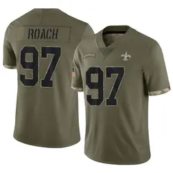 Youth Malcolm Roach New Orleans Saints 2022 Salute To Service Jersey - Olive Limited