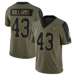 Youth Marcus Williams New Orleans Saints 2021 Salute To Service Jersey - Olive Limited
